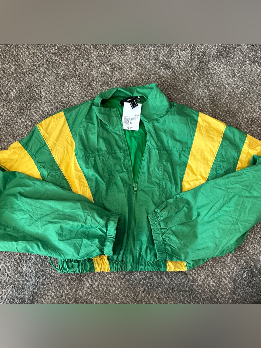 Forever 21 Green & Yellow Colorblock Windbreaker Jacket